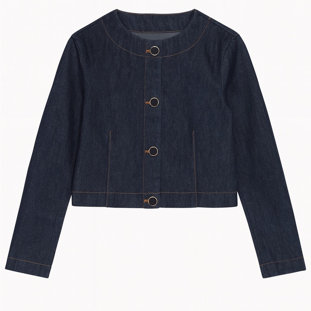 Derek Lam Midnight Blue Cropped Jean Jacket
